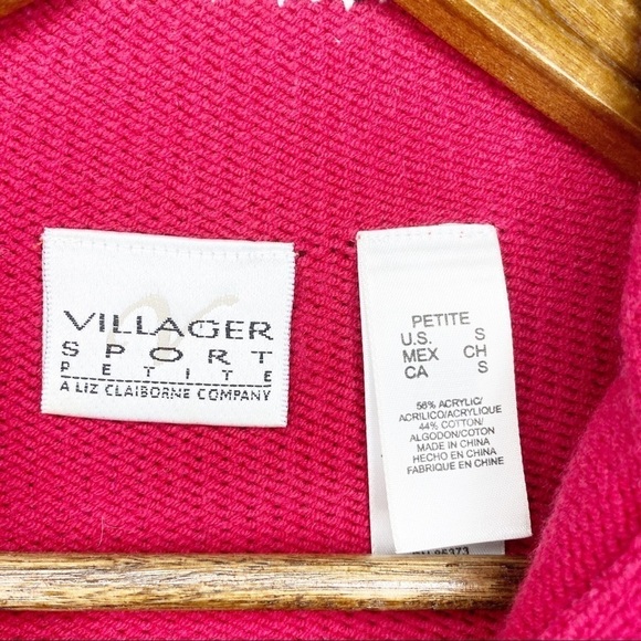 Vintage Villager Liz Claiborne Sport Red 1/4 Zip Nautical Anchor Sweater Small P - Picture 2 of 8